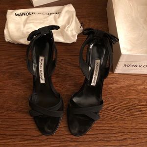 Manolo Blahnik black sling back sandals size 36.5